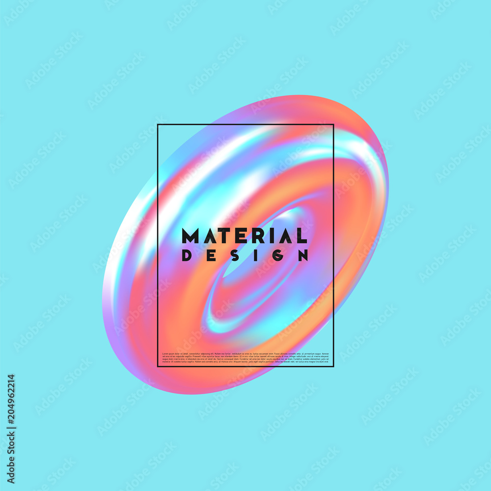 Poster modern abstract background. gradient colorful composition 3d shapes ring. minimal design vector illu