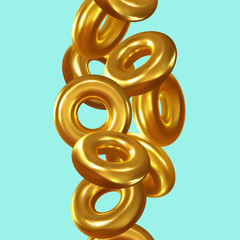 Obraz premium Modern abstract background. Shapes composition 3d gold ring.