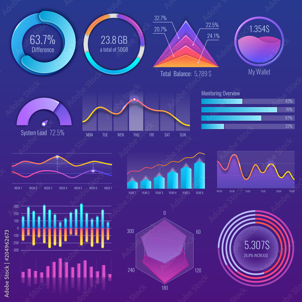 Poster 3d chart and graphic. diagram with options and workflow charts. business diagram data finance, infog