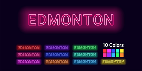 Neon name of Edmonton city