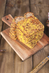 Cereal bread on a wooden background