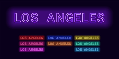 Neon name of Los Angeles city