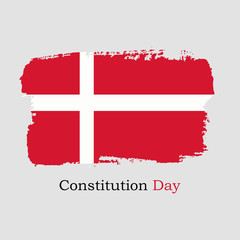 Vector Illustration. Hand draw Denmark flag. National Denmark banner for design. Constitution Day
