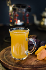 Ramadan juice for iftar made from fresh apricots with dried apricots and dates.