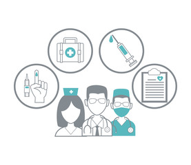 Medical team avatar with symbols vector illustration graphic design