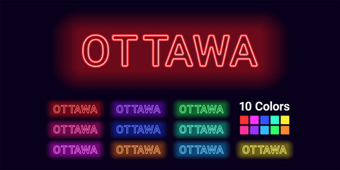 Neon name of Ottawa city