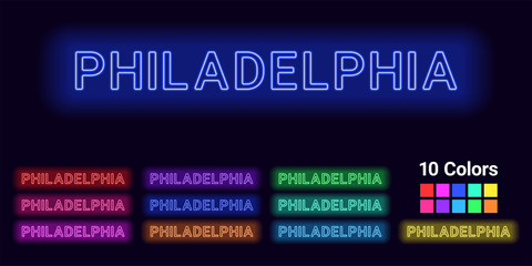 Neon name of Philadelphia city