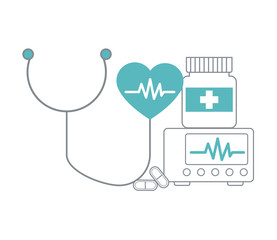 Medical symbols and supplies vector illustration graphic design