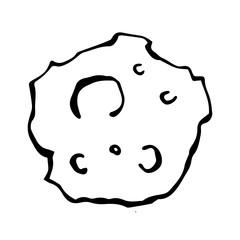 Black and white asteroid vector icon. Grunge style image.