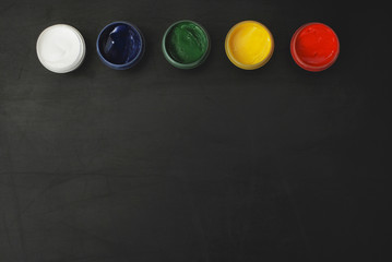 Colorful Paints School Supplies Black Chalkboard Copy space