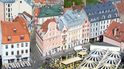 Colorful houses in the old town in Riga