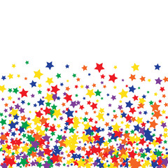 Colorful Stars Confetti, Mystery Sparkling Vector Background. Trendy Glowing Magic Glitter, Lights. Festive Falling Colorful Stars Confetti for Ads, Posters. 