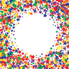 Colorful Stars Confetti, Mystery Sparkling Vector Background. Trendy Glowing Magic Glitter, Lights. Festive Falling Colorful Stars Confetti for Ads, Posters. 