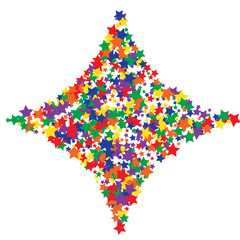 Colorful Stars Confetti, Mystery Sparkling Vector Background. Trendy Glowing Magic Glitter, Lights. Festive Falling Colorful Stars Confetti for Ads, Posters. 