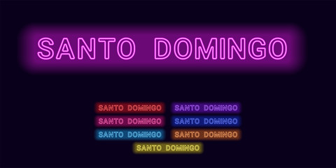 Neon name of Santo Domingo city