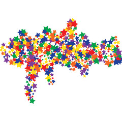 Fototapeta premium Colorful Stars Confetti, Mystery Sparkling Vector Background. Trendy Glowing Magic Glitter, Lights. Festive Falling Colorful Stars Confetti for Ads, Posters. 