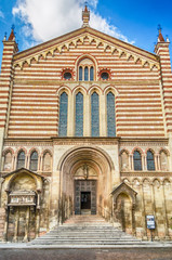 Facade of the church of San Fermo Maggiore, Verona, Italy