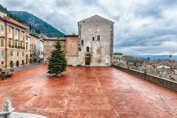 Fototapeta premium View of Piazza Grande, main square in Gubbio, Italy