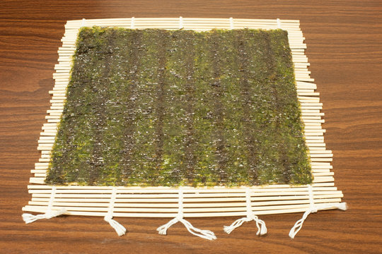 On a bamboo Mat, Nori sheets for sushi