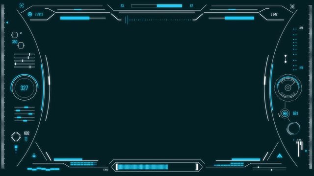 Futuristic user interface with HUD and infographic elements. Looped motion virtual technology background. Intelligent head-up display dashboard for business, games, motion design, web and app.