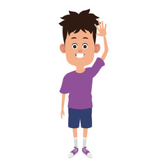 Cute boy with hand up vector illustration graphic design