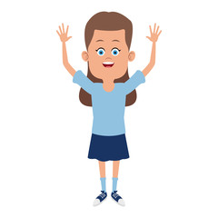 Happy girl with hands up vector illustration graphic design