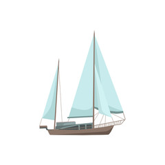 Sailor boat in flat style isolated on white background. Vector illustration.