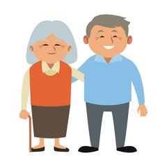 Cute grandparents couple cartoon vector illustration graphic design