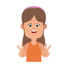 Beautiful girl doing peace symbol vector illustration graphic design