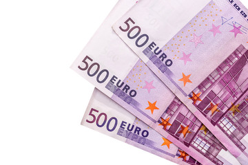 isolated euro banknotes on a white background