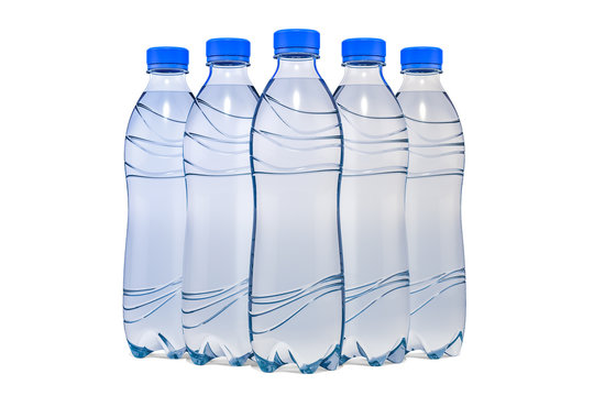 Set of water bottles, 3D rendering