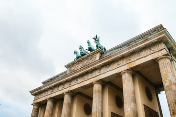 Brandenburg gate in Berlin, Germany or Federal Republic of Germany. Architectural monument in...