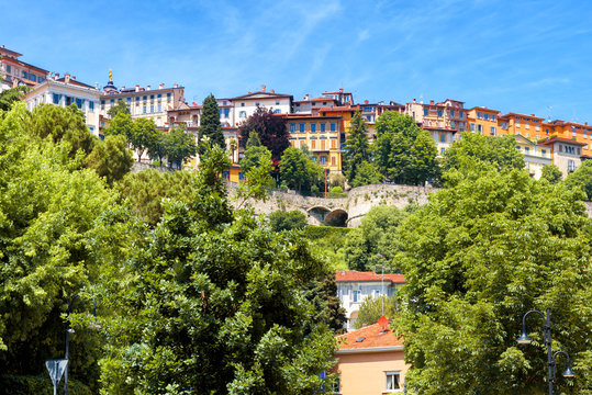 Panoramic view of Citta Alta in Bergamo, Italy