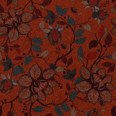 Rolgordijnen Colorful floral pattern. Vector wallpaper with big illustration flowers. Hand drawn plants, magnolia © sunny_lion