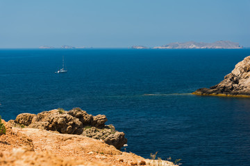 A sailboat goes on a journey