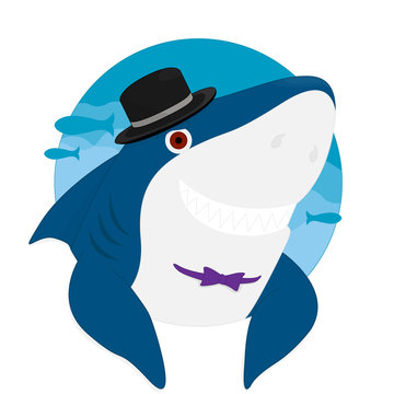 Shark Cartoon Hat Smile vector illustration eps10