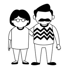Cute grandparents couple cartoon vector illustration graphic design