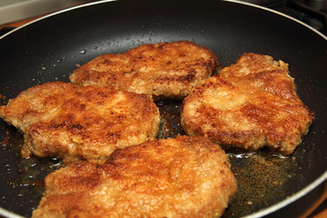 Schnitzel in a pan
