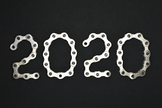 bike chain year 2020 on dark background
