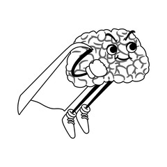 Funny superhero brain cartoon vector illustration graphic design