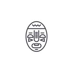 African vodoo mask linear icon concept. African vodoo mask line vector sign, symbol, illustration.