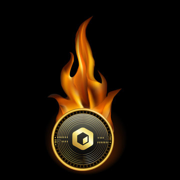 Neblio Cryptocurrency Coin On Fire Background