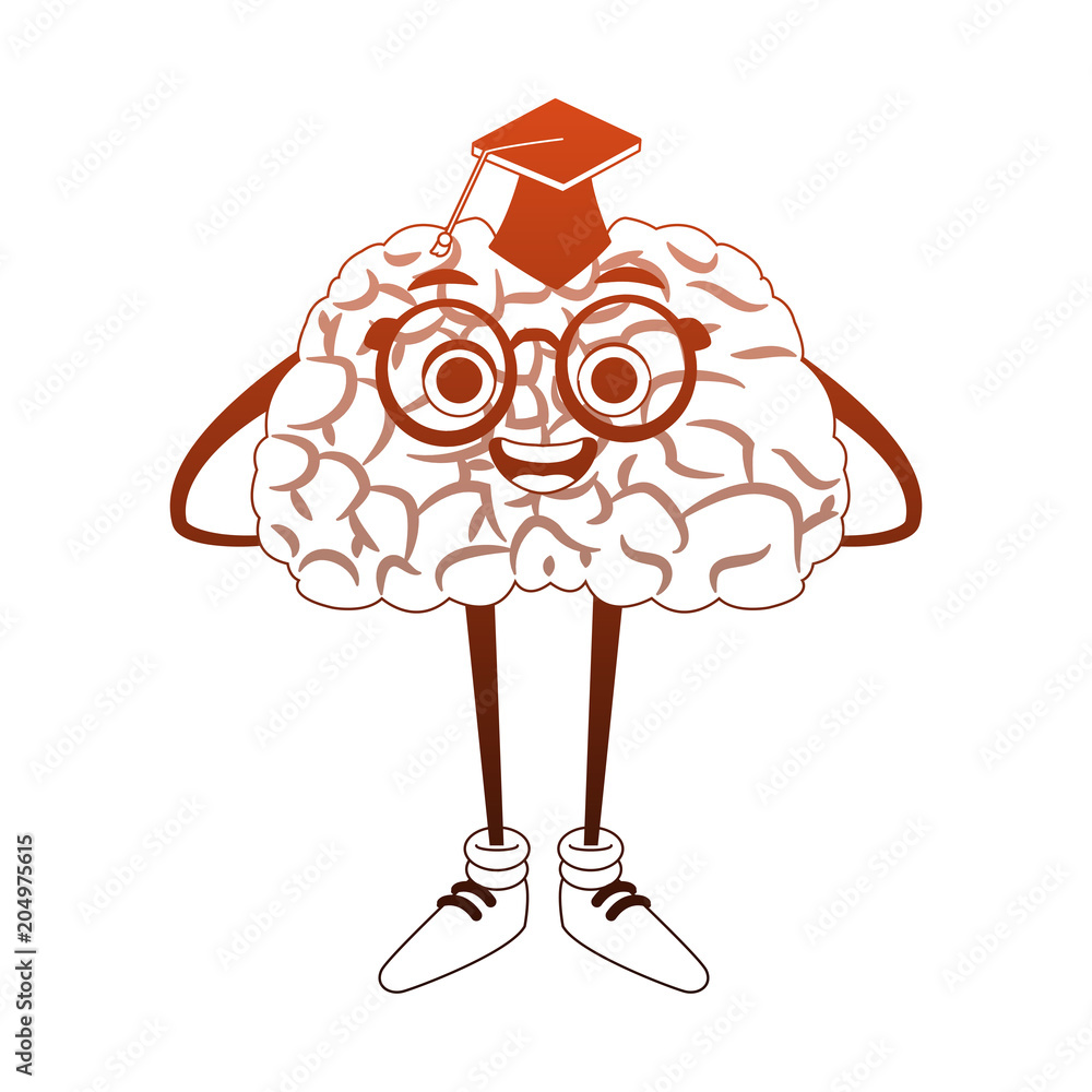 Canvas Prints funny brain graduated student cartoon vector illustration graphic design