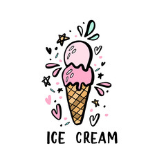 Hand drawn illustration of ice cream.