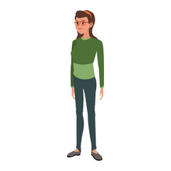 Young woman cartoon with casual clothes vector illustration graphic design