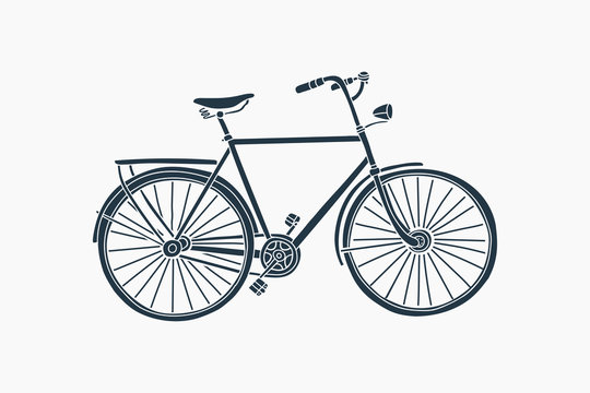 Fototapeta Handmade drawing of city bicycle on white background. Vector illustration.