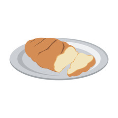 Fresh bread on dish vector illustration graphic design