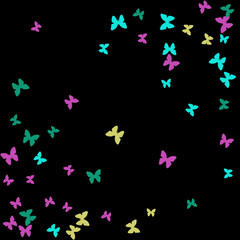 Summer Background with Colorful Butterflies. Simple Feminine Pattern for Card, Invitation, Print. Trendy Decoration with Beautiful Butterfly Silhouettes. Vector Background with Moth