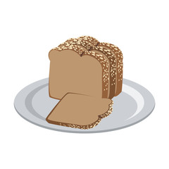 Fresh bread on dish vector illustration graphic design