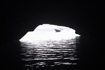 the boat in a cave